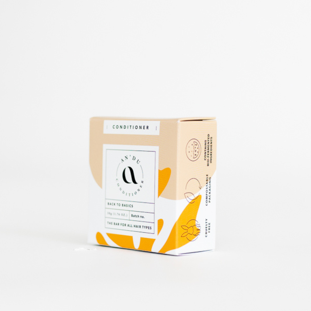 Conditioner bar for normal hair in package, side on