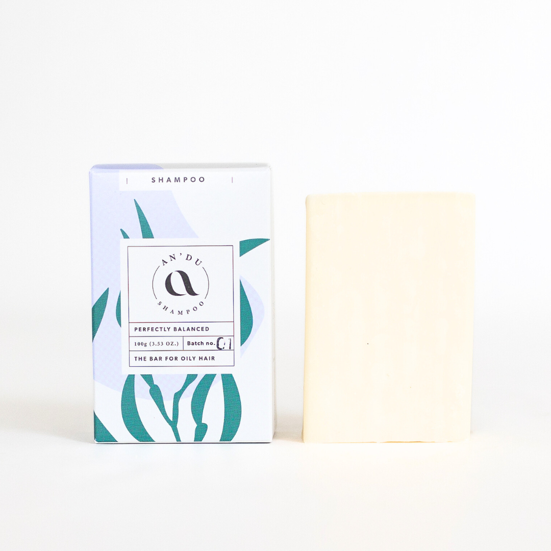 Shampoo bar for oily hair, package and bar