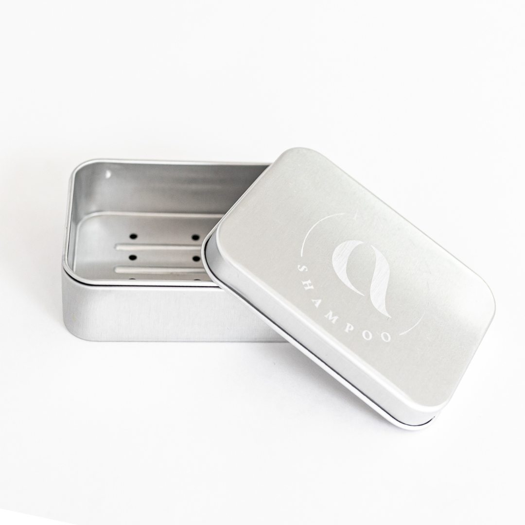 Shampoo travel tin, open