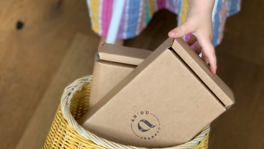 small child taking an An'du box from a basket