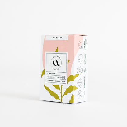 Shampoo bar for dandruff hair, side of package